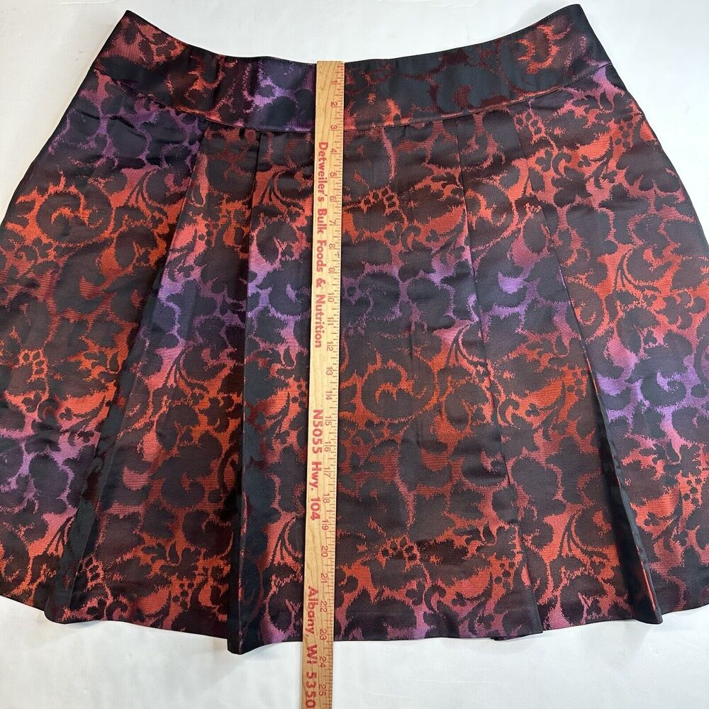 Lane Bryant Floral Skirt 20 Red/Purple/Black Gradient A-Line Pleats Zipper EUC - Picture 4 of 8